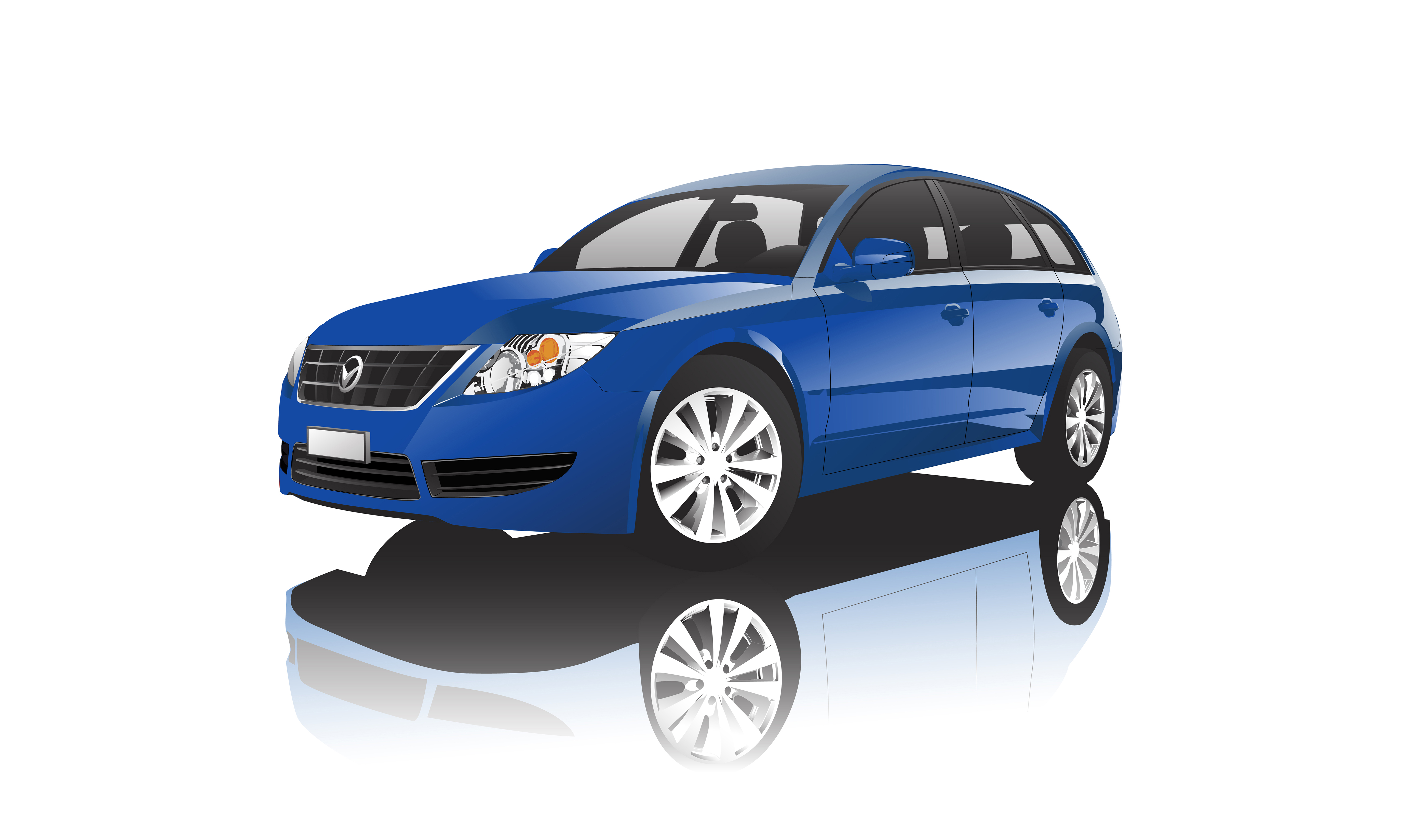image of a blue car for the rental company.